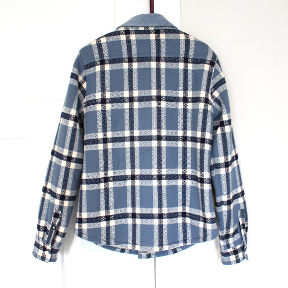 Scotch & Soda Blue White Aztec Check Sherpa Lined Corduroy Jacket Small Shacket - Picture 5 of 8